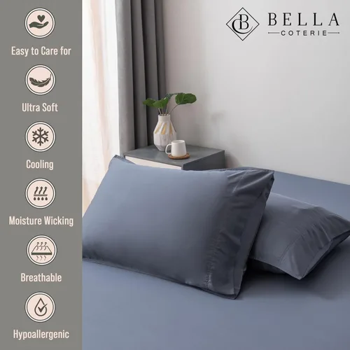 Miniatura 2 de Bella Coterie Juego de fundas de almohada de bambú viscosa de lujo tamaño queen 100% cultivado orgánicamente Ultra suave Refrescante 2