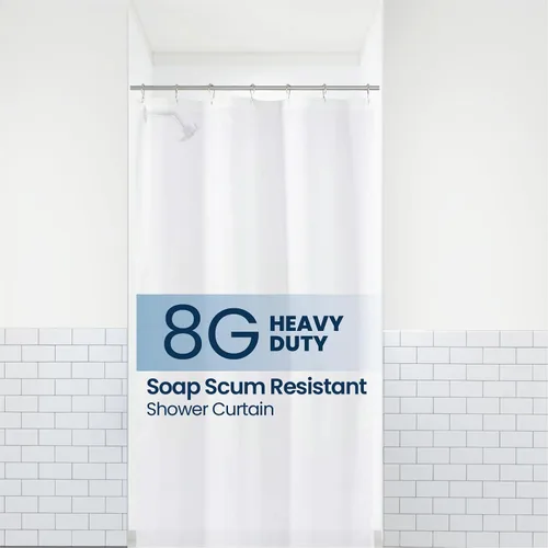 Miniatura 24 de LiBa Cortina de ducha para baño, cortina de ducha de plástico impermeable, PEVA de alta calidad, no tóxica con ojales a prueba de óxido, calibre 10