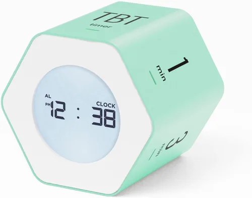 mooas Reloj Cubo Multi-Hexágono, Reloj Digital, Temporizador Pomodoro, Pantalla Retroiluminada Modo 12/24H Contador de Tiempo Ascendente y