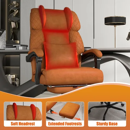 Miniatura 6 de Silla de oficina con reposapiés, silla de escritorio ejecutiva de respaldo alto de 400 libras, reclinable de 155°, almohada de soporte lumbar