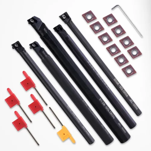 Juego de 15 piezas de barra perforadora interna indexable para torno - 5 piezas de soporte para herramientas de torno de metal - 10 insertos de 5