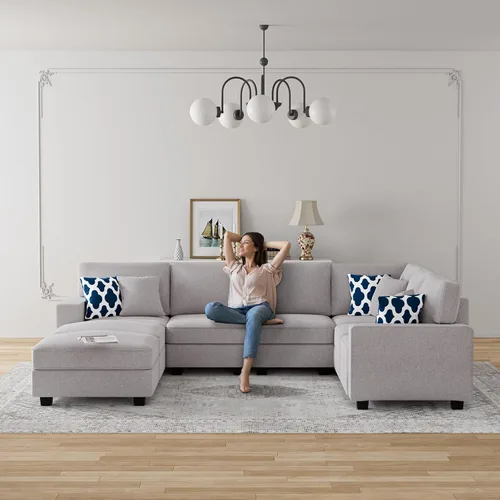Miniatura 2 de Legend Vansen - Sofá modular seccional en forma de U con otomano, moderno, reversible, para esquina, seccional para sala de estar