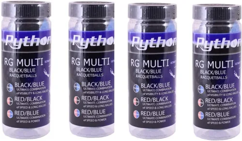 Miniatura 5 de Python 3 Ball Can RG - Bolas de raqueta multicolor (respaldadas por la leyenda de racquetball Ruben González!)
