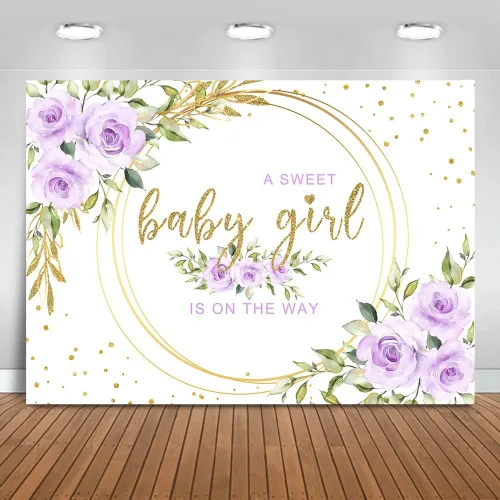 Miniatura 9 de Mocsicka Telón de fondo floral con texto en inglés "It's a Girl" para baby shower, acuarela, rosa, decoración de mesa para tartas, accesorios