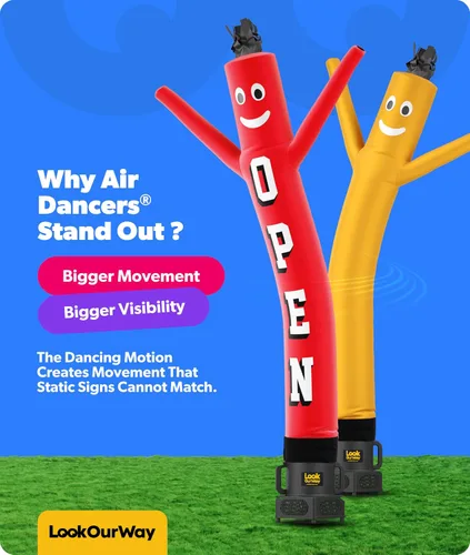 Miniatura 6 de LookOurWay - Juego de tubo inflable Air Dancers de 2,13 m de alto con hombre bailando loco con ondas y soplador resistente al clima para promoción