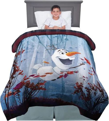 Franco - Ropa de cama infantil, edredón reversible extrasuave, tamaño individual / matrimonial, 72 x 86 pulgadas, diseño de Olaf de Frozen 2 de