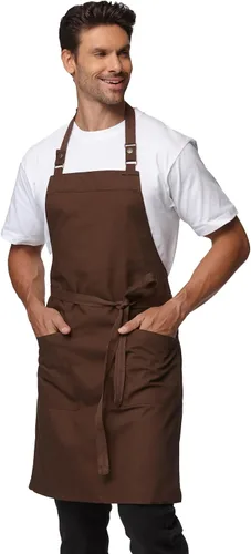 Miniatura 11 de Delantales de chef para hombres y mujeres con bolsillos grandes, delantal de lona, impermeable, profesional, con 2 bolsillos, 4251 GB