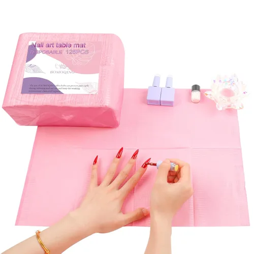 125 manteles desechables para arte de uñas, impermeables, con puntas de uñas, toallas de mesa de 3 capas para acrílico, tapete de arte de uñas, hoja