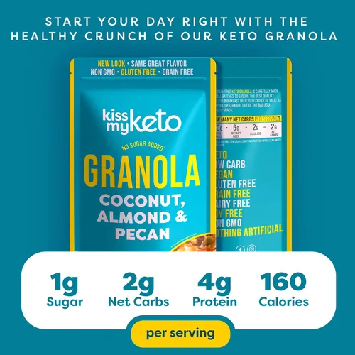 Miniatura 3 de Kiss My Keto Cereal de granola – Granola de coco y almendras pecanas Keto Granola baja en carbohidratos (0.07 oz neto) Granola baja en azúcar