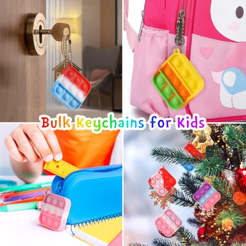 Miniatura 2 de Paquete de 30 mini llaveros para fiestas infantiles, regalos de fiesta de cumpleaños para niños de 4-8, 8-12 premios pequeños en el aula, regalos