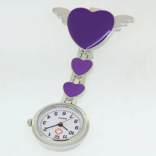 Miniatura 2 de Angel Heart Brooch Clip Nurse Watch Health Care Doctor Paramedic Medical Stainless Steel Chain Fob Watches