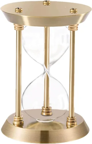 Miniatura 11 de SuLiao Reloj de arena con temporizador de arena de 1 minuto, reloj de arena de latón pequeño de 1 minuto, reloj retro de arena negra, reloj vintage