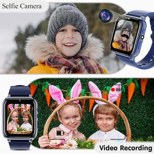 Miniatura 3 de iCHOMKE Reloj inteligente para niños, reloj inteligente para niñas y niños con 26 juegos, grabadora de video y reproductor, linterna de calendario