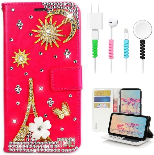 Miniatura 7 de Bling - Funda para teléfono móvil compatible con Samsung Galaxy S21 Ultra Case - Elegante - 3D hecha a mano libélula, con purpurina magnética