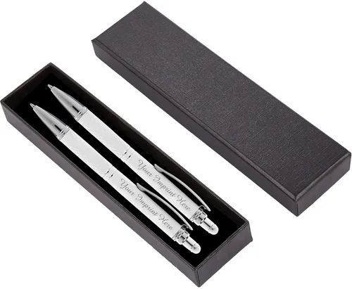 Miniatura 11 de ExpressDesigns™ - Set de regalo de bolígrafos personalizados - Paquete de 2 bolígrafos de metal suave al tacto con caja de regalo - Bolígrafo