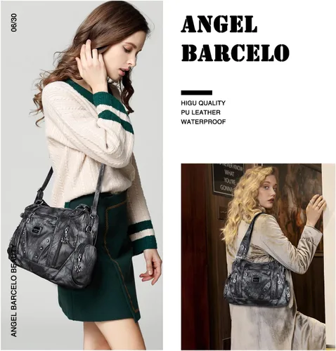 Miniatura 6 de Angel Barcelo Bolso Hobo de moda espacioso para mujer, bolsos grandes y carteras para mujer