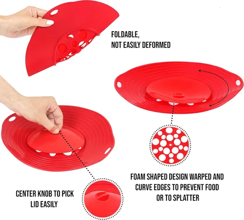 Miniatura 3 de Tapa de tapón para hervir sobre derrames para olla de vapor, cubierta de silicona sin BPA de 11.5 pulgadas, utilizada en utensilios para hornear
