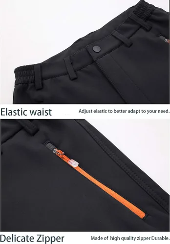 Miniatura 3 de EKLENTSON Pantalones de invierno para hombre con forro polar Softshell con bolsillos con cremallera