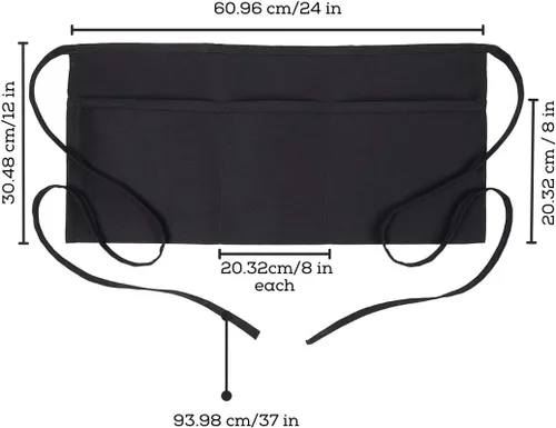 Miniatura 5 de Avalon Kitchen Server Aprons with 3 Pockets – 100% Polyester Waist Apron, 24x12 Inch Half Apron, Waitress Apron for Servers