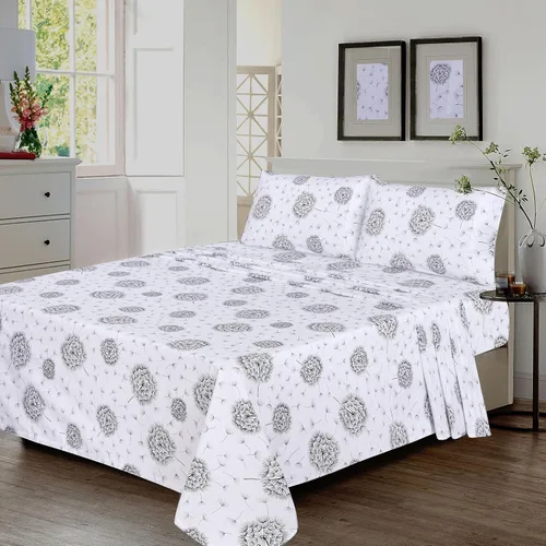 Miniatura 2 de Ruvanti - Sábanas de cama de 100 % algodón, juego de 4 piezas de cama, juego de sábanas azules de tamaño Matrimonial, tela suave, transpirable