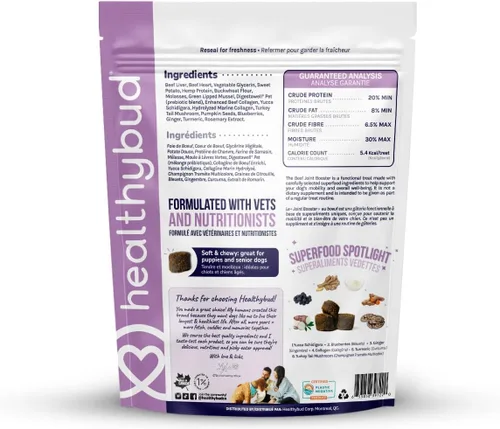 Miniatura 3 de healthybud Masticables suaves para cadera y articulaciones para perros, golosinas funcionales sin granos para perros con glucosamina, condroitina