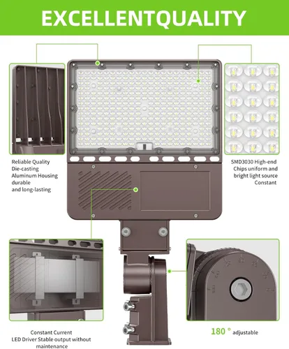 Miniatura 3 de Luz de estacionamiento LED de 480 V 150 W ETL Listado comercial 22500LM LED Shoebox Pole Luces de inundación 5000K IP65 Área al aire libre