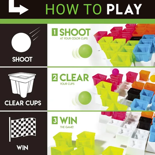 Miniatura 3 de Franklin Sports Battle Buckets Pong Games - Juegos de ping pong para cuatro jugadores de ritmo rápido - Diversión para niños y familias - Es un