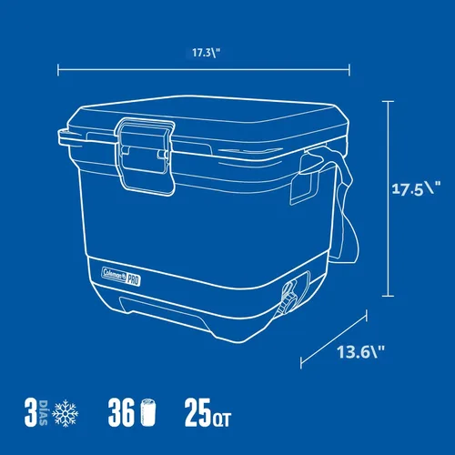 Miniatura 3 de Coleman Pro Enfriador Rígido Premium Ultraligero de Servicio Pesado de 25 cuartos, Aislamiento Extra Grueso Mantiene el Hielo hasta 3 Días, Neptuno