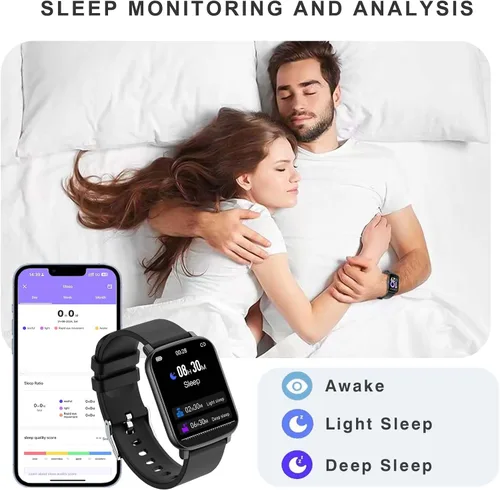 Miniatura 3 de Relojes inteligentes para hombres y mujeres, reloj de fitness de 1.65 pulgadas con contador de calorías/pasos, frecuencia cardíaca