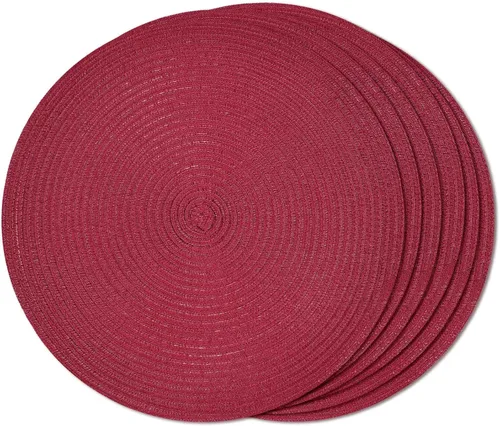 Miniatura 10 de FunWheat Juego de 4 manteles individuales redondos trenzados para mesas de comedor, manteles tejidos resistentes al calor, 15 pulgadas