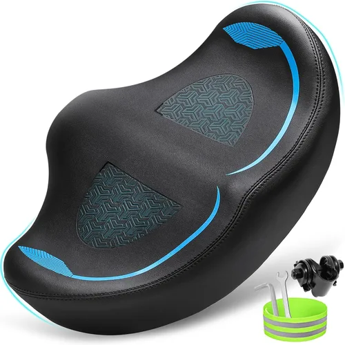 Miniatura 10 de CDYWD Noseless Oversized Bike Seat for Men Women Comfort, Extra Wide Padded Bicycle Seat Cushion, Large Comfortable Bike Saddle for Peloton