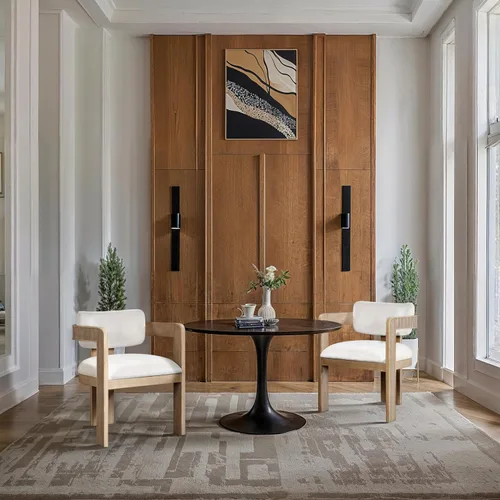Miniatura 2 de Meridian Furniture 11094Cream-C Sacha Collection Silla de comedor Art Deco, terciopelo crema Ultra Luxe, terciopelo de 460 GSM, acabado natural