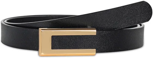 Miniatura 436 de Cinturón de cuero clásico con hebilla de metal para mujer con vestido de jeans
