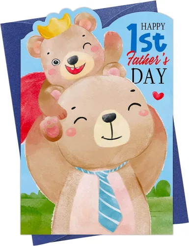 WaaHome Tarjeta de regalo para el primer día del padre para el nuevo padre de hija e hijo, tarjeta de regalo del primer día del padre para primera