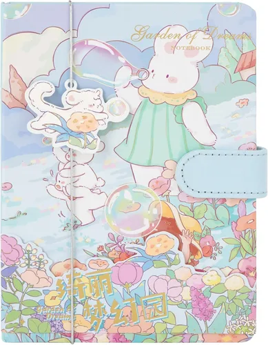 Miniatura 8 de Lindo cuaderno de dibujos animados kawaii, cuaderno de bocetos japonés con cubierta de cuero, cuaderno de notas, cuaderno de viaje, rosa claro
