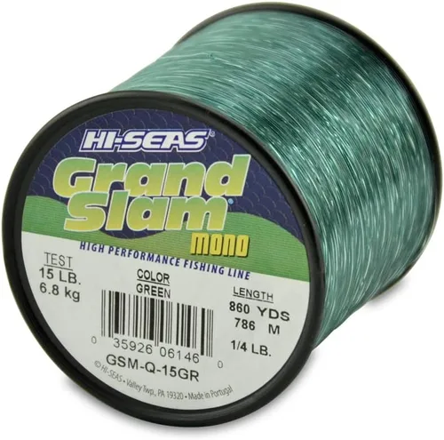 Miniatura 52 de HI-SEAS Línea de pesca de monofilamento Grand Slam - Fuerte y resistente a la abrasión en transparente, rosa, verde, azul humo, amarillo Azul ahumado