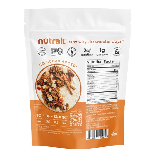 Miniatura 3 de NuTrail Cereal de granola de nuez, nuez y canela, sin azúcar añadido, sin gluten, sin granos, keto, bajo en carbohidratos, desayuno saludable, 8