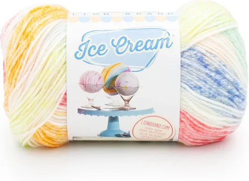 Miniatura 58 de Lion Brand Yarn, Hilo para Bebé Ice Cream para tejer, ganchillo y manualidades, Baseball Nut, 1 paquete, fibra acrílica colorida de peso DK