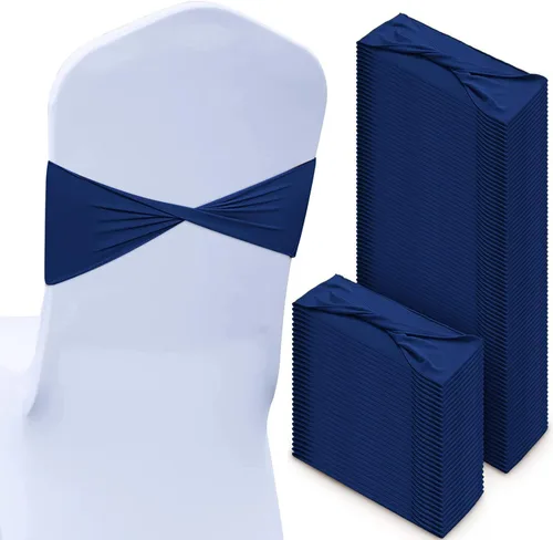 Miniatura 17 de CHENGU 100 piezas Cintas elásticas de elastano para sillas, lazos simples, bandas para sillas de boda real sin hebilla, decoraciones de cumpleaños
