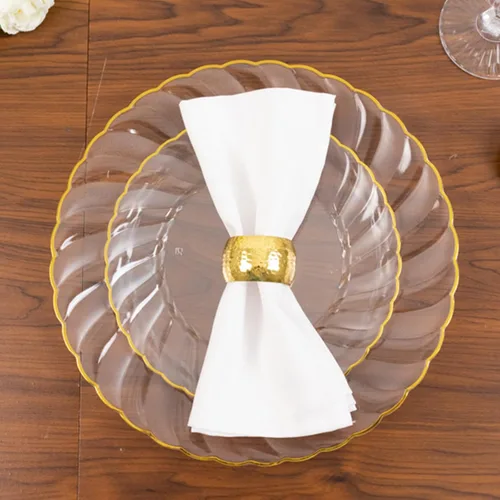 Miniatura 5 de Efavormart - Paquete de 10 platos de plástico transparente para fiestas, platos redondos desechables de postre de ensalada de 7.5 pulgadas con borde