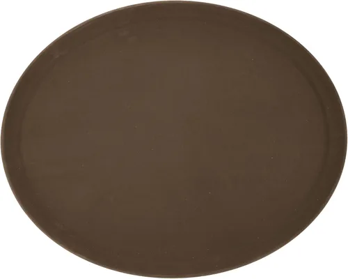 Winco Bandeja de fibra de vidrio premium de 26" x 22", antideslizante, marrón, ovalada