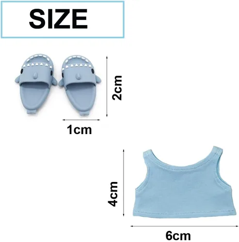 Miniatura 3 de Conjunto de disfraz de hámster con camisa, sombrero, zapatos, pantuflas de tiburón lindo animal pequeño para mascotas reales, ropa de fiesta de Azul