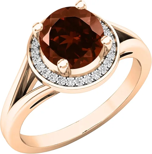 Miniatura 191 de Dazzlingrock Collection Anillo de compromiso redondo de 0.276 in con halo de diamante blanco y vástago dividido para ella en oro macizo de 14