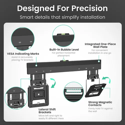 Miniatura 4 de ynVISION.DESIGN - Soporte de pared para TV ultra delgado para la mayoría de televisores de 32 a 65 pulgadas, compatible con televisores de marco