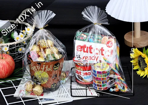 Miniatura 5 de OYAVISR Bolsas transparentes para dulces, 50 unidades, 10 x 13 pulgadas, bolsa de celofán para regalo, regalo de fiesta para tartas, celofán