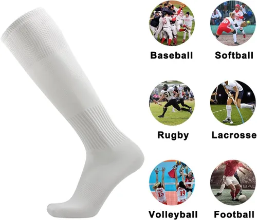 Miniatura 6 de Three street Calcetines de béisbol, unisex hasta la rodilla sólida tubo deportivo de compresión softball fútbol fútbol equipo calcetines 2-10 pares