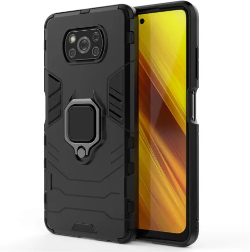 Miniatura 5 de Compatible con Xiaomi Poco X3, Mi Poco X3 NFC, soporte de agarre de anillo de metal, parachoques duro a prueba de golpes