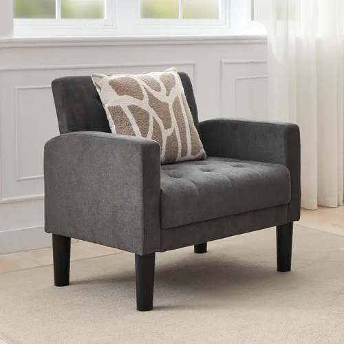 Miniatura 6 de TYBOATLE Sillones de tela de mediados de siglo para sala de estar, cómodo y moderno sillón tapizado para dormitorio, oficina, silla de lectura