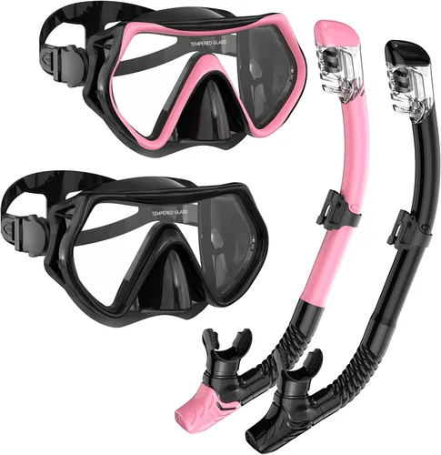 Miniatura 8 de Equipo de esnórquel para adultos, juego de máscara de esnórquel para adultos, buceo, gafas de natación con cubierta para la nariz, vidrio templado