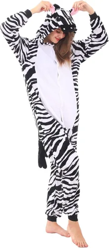 Miniatura 4 de WAFUNNE Pijamas de animales para adultos, disfraces de una pieza para hombres, mujeres, unisex, adolescentes, cebra